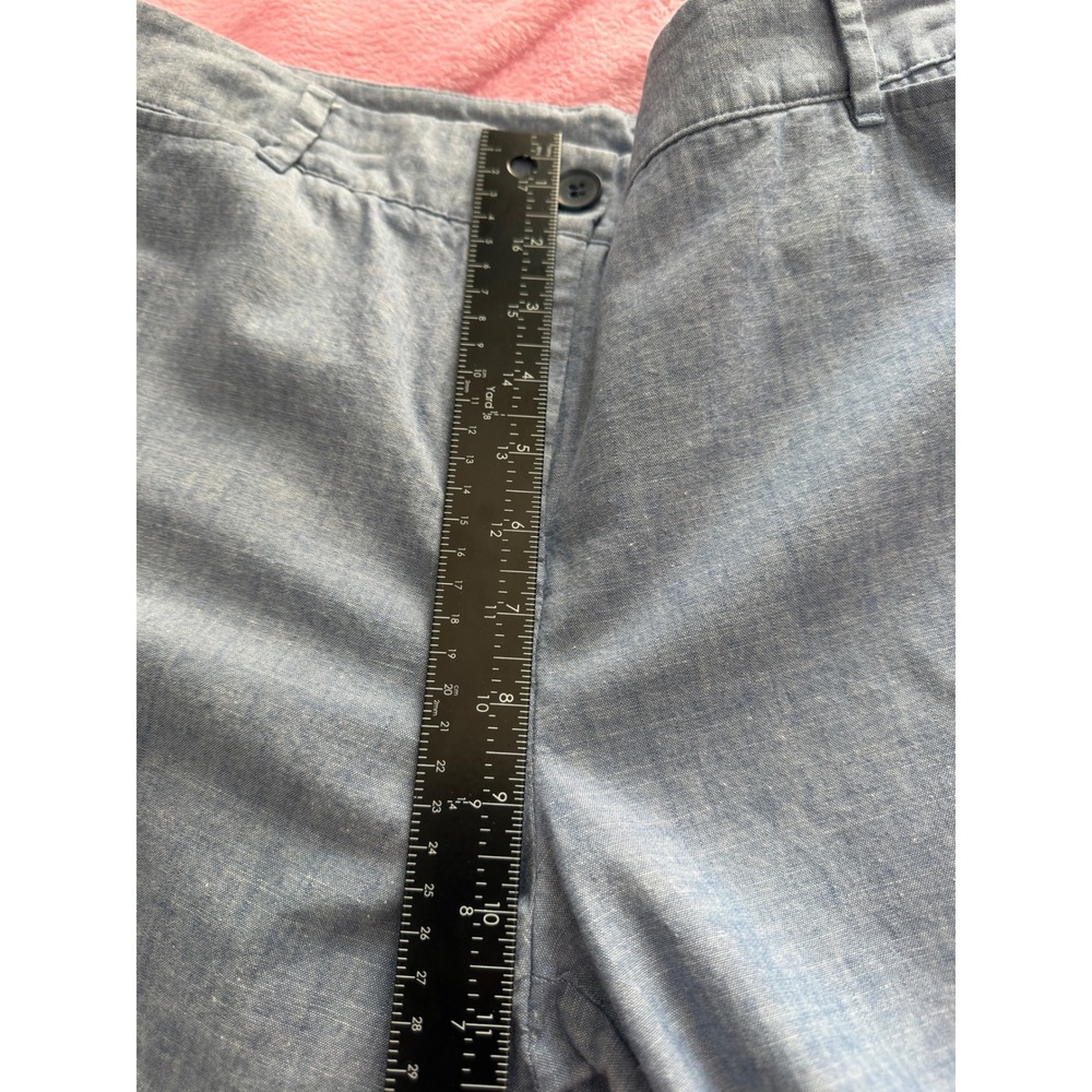 Talbots Perfect Crop Pants 10P Blue Cotton Chambray Button Hem Petite Trousers - Picture 9 of 9